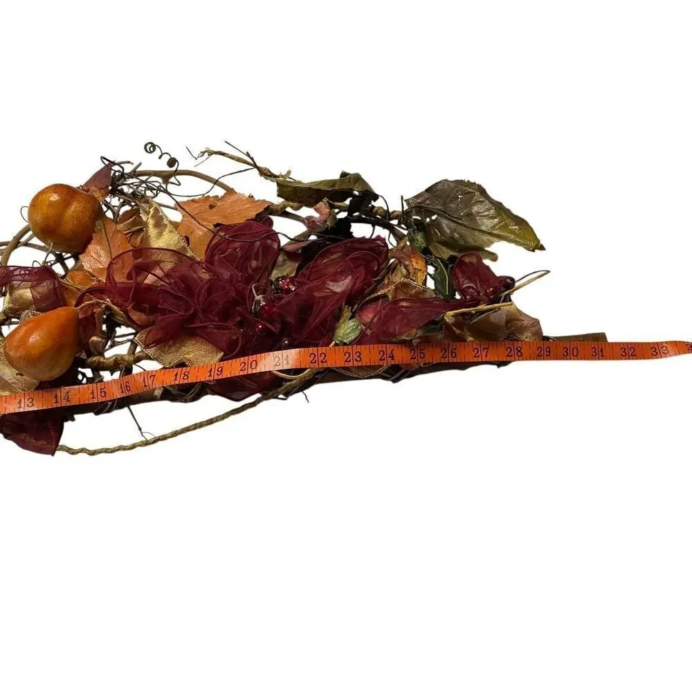 Modern Fall Teardrop Door Decorative Handcrafted Autumnal Twig Ribbon Swag Decor